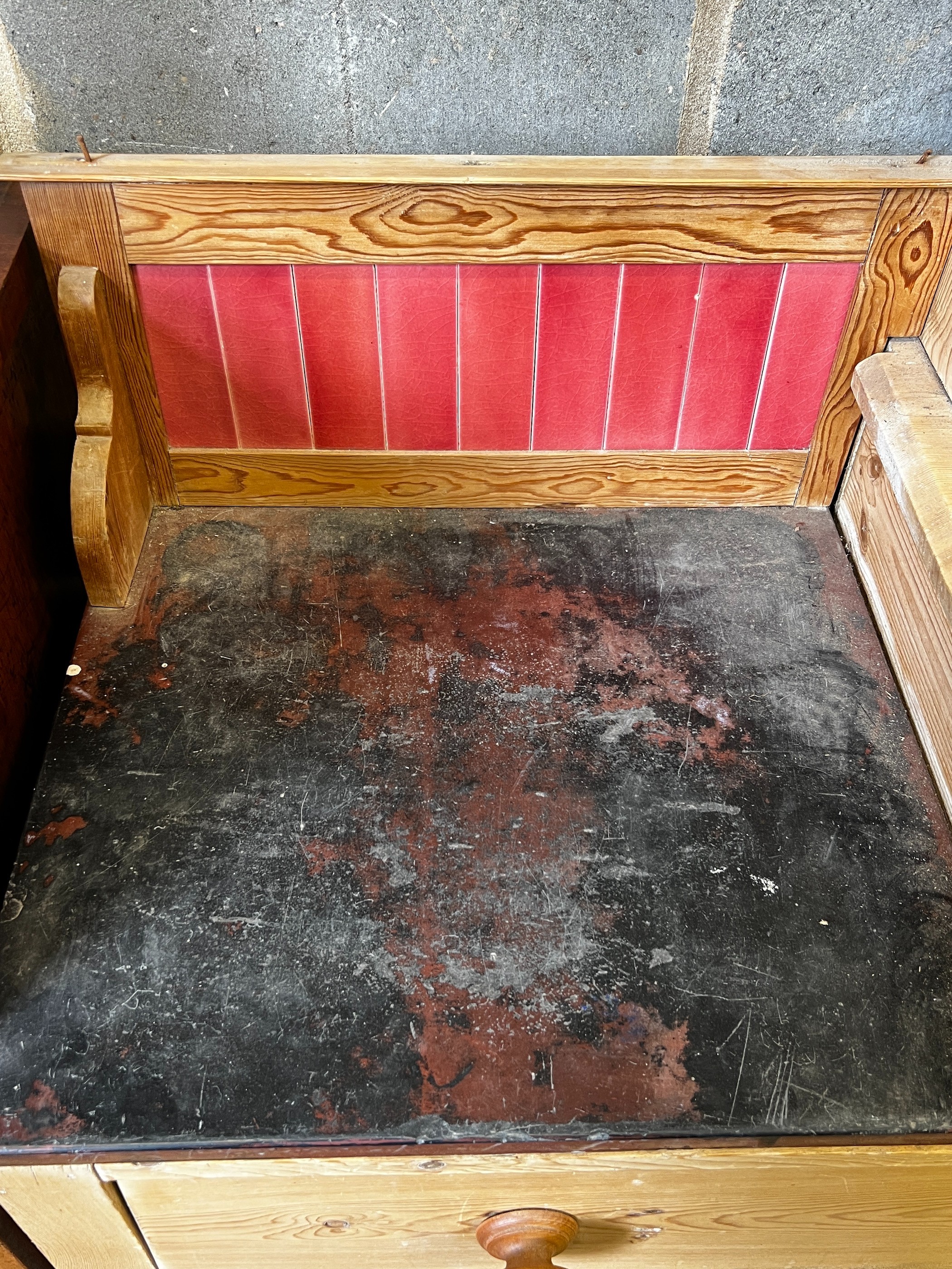 A late Victorian pine dressing chest, width 105cm, depth 48cm, height 165cm